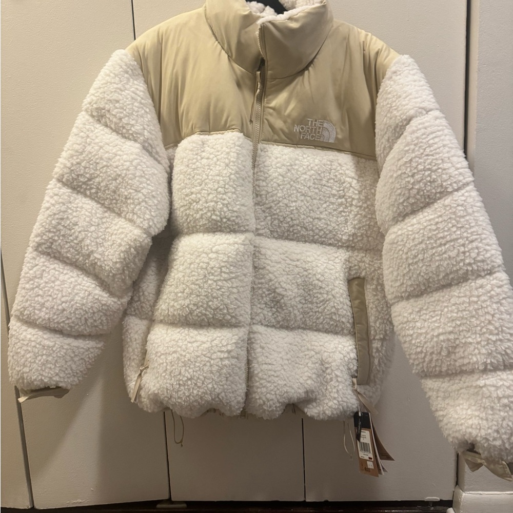 The North Face Cream and Tan Sherpa Jacket